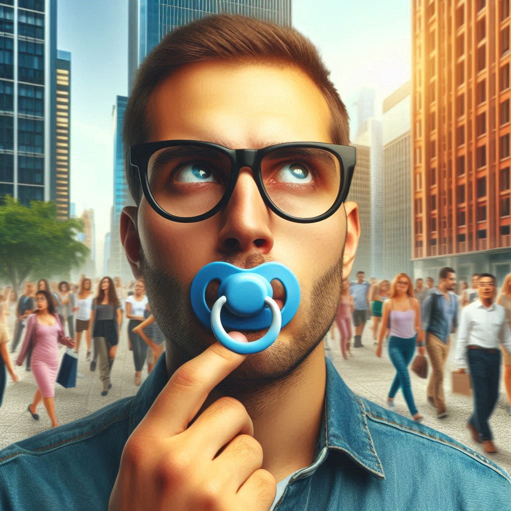 adultos usando chupeta