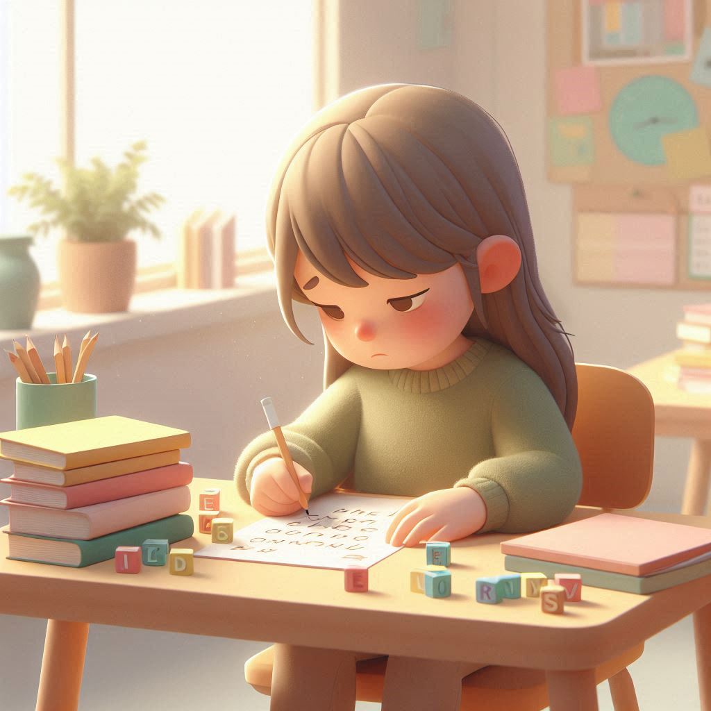 Criança com letra feia